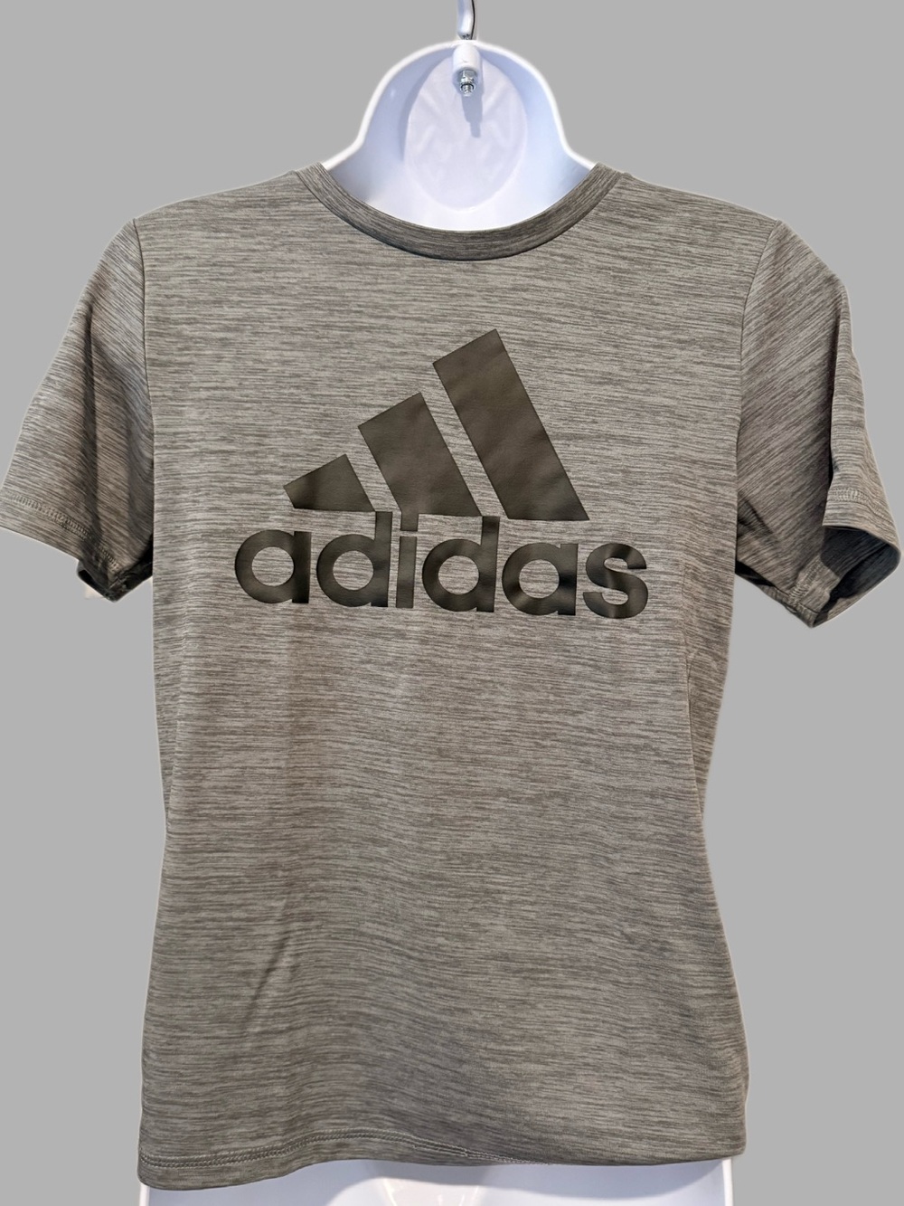 Adidas Gray Heather Logo Short Sleeve Tee - Boys (M)